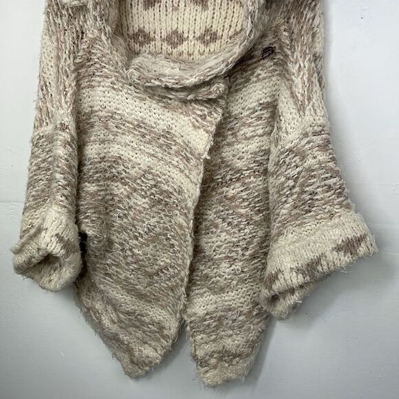Sleeping On Snow Sweater Womens Beige Cardigan Open Asymmetrical Flowy XS - Picture 3 of 14